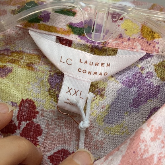 LC Lauren Conrad button down floral print top XXL - Picture 12 of 17